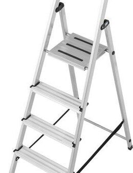 KRAUSE Stehleiter Safety, Aluminium, 1x5 Stufen, Arbeitshöhe ca. 305 cm