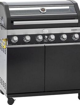 RÖSLE Gasgrill BBQ-Station VIDERO, 25527, G6-S Schwarz, 6 Brenner, extra Primezone/Seitenbrenner, VARIO+