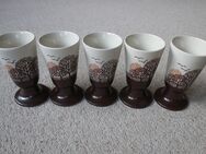 5 Pharisäer Becher Trinkbecher 125 ml Bäume Vögel braun elfenbein 13,1 cm - Niddatal
