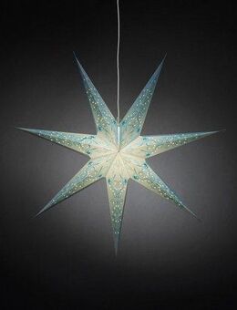 KONSTSMIDE Dekostern Weihnachtsstern, Weihnachtsdeko, 1 St., Papierstern, LED Stern, perforiert und blau bestickt, 7 Zacken