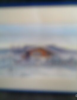 Zuschreibung : Johannes Hänsch 1875-1945    "Idyle mit schneebedeckter Almhof  und einem Vogel auf einem Pfosten sitzend" - Sternenfels