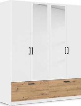 rauch Drehtürenschrank Kleiderschrank Schrank Garderobe Wäscheschrank BARI mit Spiegel mit Schubkästen und modernem Griff in Graumetallic MADE IN GERMANY
