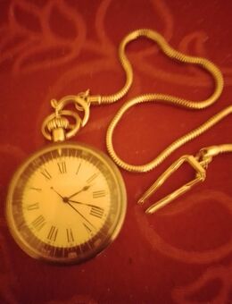 "Taschenuhr, versilbert, Handaufzug, mit Kette", unbenutzt, ungetragen - Nürnberg Zentrum