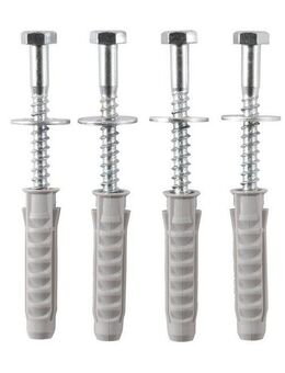 Hama Schrauben- und Dübel-Set Schraubenset für die Befestigung von SAT-Halterungen, Beton Vollziegel, mit Kunststoffdübel, Beilagscheiben, Schrauben, Flügelschrauben