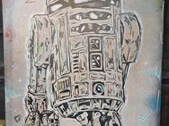 Handgezeichnetes Graffiti Bild R2D2 auf Leinwand Modern Art - Schöppenstedt