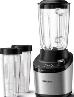 Philips Standmixer HR3760/10 7000 Series, mit ProBlend Ultra-Technologie, 1500 W, 2L-Glasbehälter und Schnellauswahlprogrammen, Metallic/Schwarz