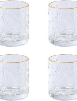 Creativ deco Windlicht Weihnachtsdeko (4 St), klares Glas mit Stern-Struktur