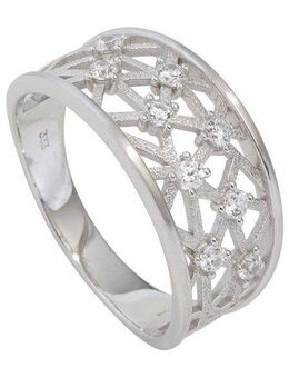 JOBO Goldring, breit 333 Weißgold mit Zirkonia