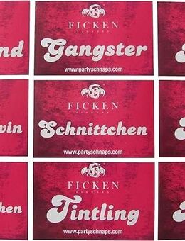 F i c k e n Likör - 9 verschiedene Aufkleber mit Sprüchen - Mix - Doberschütz