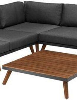 MERXX Gartenlounge-Set Athen, (15-tlg., 1x Eckbank, 1x Tisch 95x95 cm, inkl. Sitz- und Rückenkissen), Aluminiumgestell mit Akazienholz, FSC 100%, Unser Dauertiefpreis