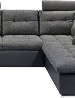 ED EXCITING DESIGN Ecksofa Jakarta L-Form, mit Bettfunktion, Armteilverstellung, Kopfstützen & 2 Nierenkissen