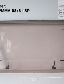 Dethleffs Wohnwagen Fenster ca 98 x 61 V-X/B Polyplastic Roxite PMMA E1 43R-001745 0405 gebr, zB. RD3 BJ 96 - Sonderpreis (Kratzer) - Schotten Zentrum