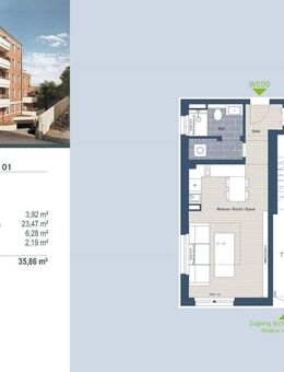 Exklusiver Neubau in Schleußig: modernes Studio/1-Raum-Wohnung mit HWR und Abstellraum - Leipzig