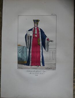 Lithografie koloriert : Costume du Grand de l`Universite , 1810 , Nummer 341 , Frankreich , Blatt 35cm x 25cm , M33 - Görlitz