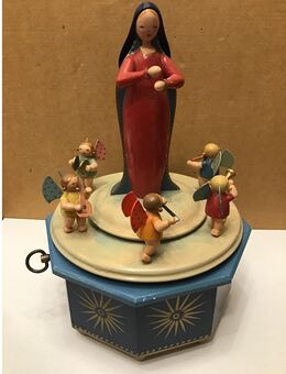 Wendt & Kühn seltene alte Spieluhr Madonna mit 6 bunte Engel zur Restaurierung Erzgebirge - Meerbusch