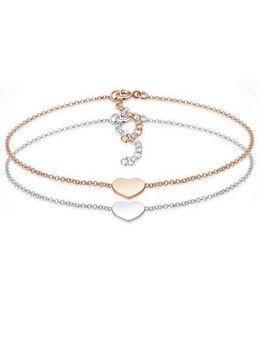 Elli Armband Set Herz Paar Freundschaft Bi-Color 925er Silber