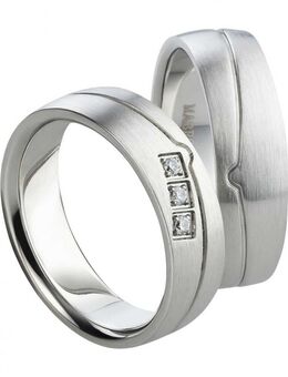 Längsmattierte Titanringe mit Zirkonia-Steinen - Aholming