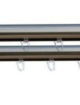 indeko Gardinenstange Colombes, 2-läufig, Wunschmaßlänge, mit Bohren, verschraubt, Aluminium, Innenlauf Komplett-Set inkl. Gleitern und Montagematerial