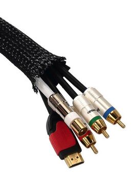 Hama Geflechtschlauch Flexibler Kabelschlauch mit Klettverschluss, 20 - 40 mm, 1,8 m