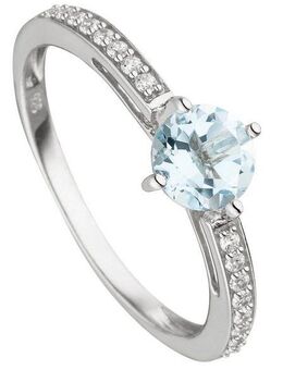 JOBO Fingerring Ring mit Blautopas und 16 Zirkonia, 925 Silber