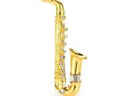 ☝️☝️☝️ Brosche, Pin, Saxophon, Gold, Kristalle, Musik, NEU ⭐⭐⭐⭐⭐ - Gersthofen