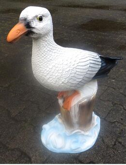 Dekofigur Möwe auf Pfahl aus Polyresin 60 cm - Hergisdorf