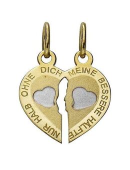 Firetti Herzanhänger Schmuck Geschenk Gold 333 Anhänger für Kette Herz, Anhänger teilbar