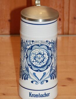 Krombacher Millenniumkrug 1999/2000 Bierkrug m Deckel 1L Keramik Steingut Stein - Borken