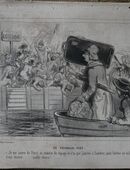 Alte Lithografie aus La Charivari , Un voyageur vexe. , London , Grafik von Cham , Blattgröße 37cm x 26cm , fleckig ,M39 in 02828