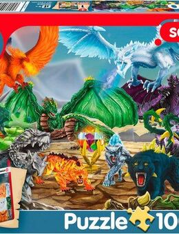 Schmidt Spiele Puzzle Eldrador, Kampf um den Superkristall, 100 Puzzleteile, inkl. Schleich-Figur, Made in Europe