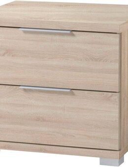 Schlafkontor Nachtkommode Smilla Nachttisch, Nachtkonsole mit Schubkästen, Korpus melaminbeschichtet, silberfarbige oder schwarze Griffe