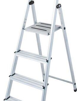 KRAUSE Stehleiter Safety, Aluminium, 1x4 Stufen, Arbeitshöhe ca. 285 cm