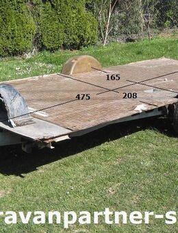 Plattformanhänger 1000kg ca 475 x 209, ZdR 165, ideal für TINY House, Quad- Zweirad-Maschinentransporter etc. (Tabbert Wind 520 BJ 80) - Schotten Zentrum