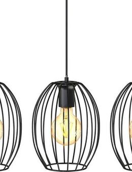 B.K.Licht Pendelleuchte BK_PL1461 Retro-Pendellampe, Metall, Schwarz, ohne Leuchtmittel, E27-Fassung, 3-flammig, ohne Leuchtmittel, L:70cm