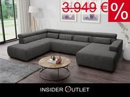 Wohnlandschaft 359x228 cm Cord Grau U-Form Cordsofa Brandon - Köln