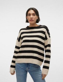 Vero Moda Rundhalspullover VMELYA LS O-NECK BUTTON PULLOVER GA BOO