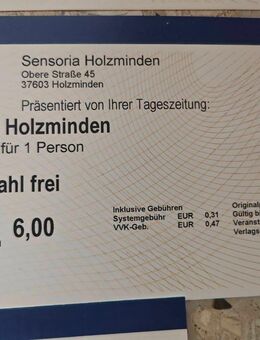 5 Eintrittskarten fuer Sensoria Holzminden - Langenhagen