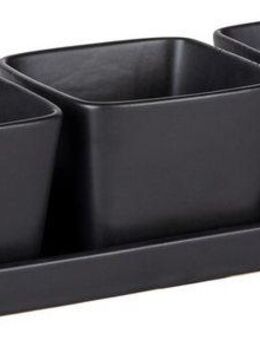 WENKO Dipschale Snack & Dip, Keramik, (Set, 3-tlg), Snackschalen für Knabbereien, Dips & Antipasti, je 300 ml, mit Tablett