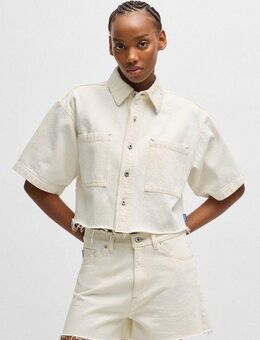 HUGO Blue Jeansbluse Getecna mit geschnittenem Saum
