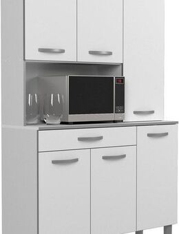 Parisot Buffet Season 22, Made in Europe, viel Stauraum (1-St., B/H/T ca. 120x185x40) 6 Türen, Regale, Arbeitsfläche, Schublade, ohne Elektrogeräte