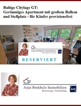 Ruhige Citylage GT: Geräumiges Apartment mit großem Balkon und Stellplatz - für Käufer provisionsfrei - Gütersloh