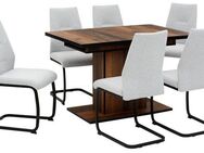 HELA Essgruppe Ariana, Esstisch mit 6 Stühlen, ausziehbarer Küchentisch, (Set, 7-tlg., 1 Tisch ausziehbar / 6 Stühle), Tisch 120-160cm, 6 Stühle mit hoher Belastbarkeit