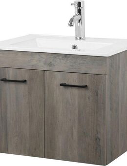 welltime Waschtisch Florenz, Breite 60cm, 2 Tür, 2 Fächer, MDF-Front (Komplett-Set), Waschplatz mit 2 Türen,in verschiedenen Farben erhältlich, Badmöbel