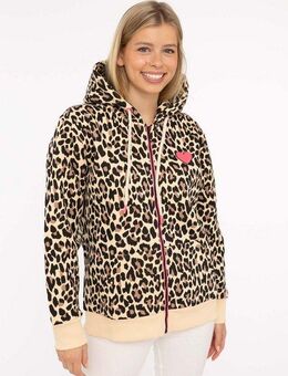 Zwillingsherz Kapuzensweatjacke "Leo AOP" Langarm, Fronttaschen, Reißverschluss, Animal-Muster, modisch