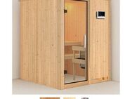 Karibu Sauna Milaja, BxTxH: 151 x 151 x 198 cm, 68 mm, (Set) 3,6-kW-Plug & Play Ofen mit externer Steuerung