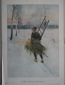 Kunstdruck : C. Schulze . , Schornsteinfegers Weihnachtsbaum . , 1900 , Weihnachten , Blatt 38cm x 27,5cm , M24 - Görlitz