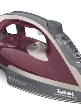 Tefal Dampfbügeleisen Smart Protect Plus, 2800W, 40 g/Min. kontinuierliche Dampfabgabe, 2800 W, automatische Abschaltung, Vertikaldampf, weinrot/grau, FV6870