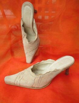 NEUw * Ausgefallen * stylisch * Original VINTAGE * Kalbs- Velours * Echt- Leder High- Heels * Sabot * Mules * Pumps "ROLAND" Gr. 37/ 4 * cremè- beige * - Riedlingen