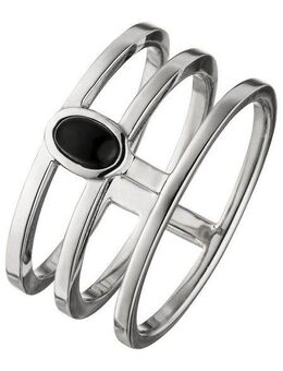 JOBO Silberring, 3-reihig 925 Silber mit Onyx