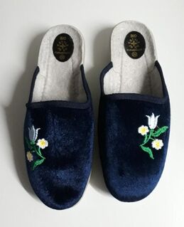 Blumen Hausschuhe Bio Dunkelblau Damen Neu | Blumen Hausschuhe Bio Dunkelblau Damen Neu |